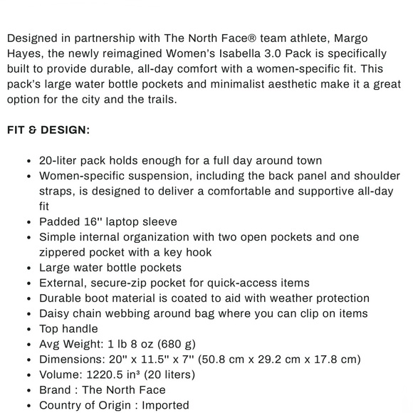 The North Face Isabella3.0 Backpack, Blue Eclipse, 20L main image 4